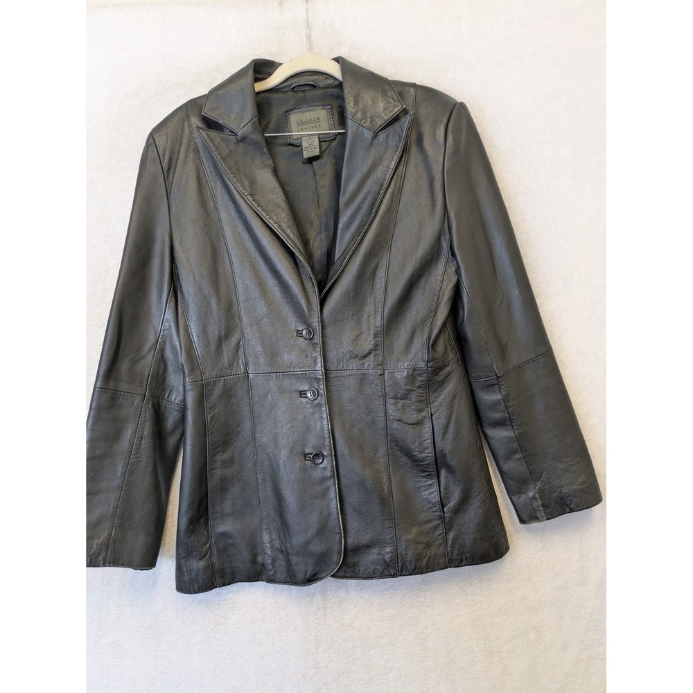 John Paul Richard Leather Blazer Womens 6 Black Lambskin 3-Button Jacket